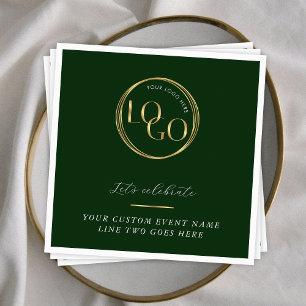 Guardanapo De Papel Logotipo Verde e Dourado Evento Empresarial Corpor