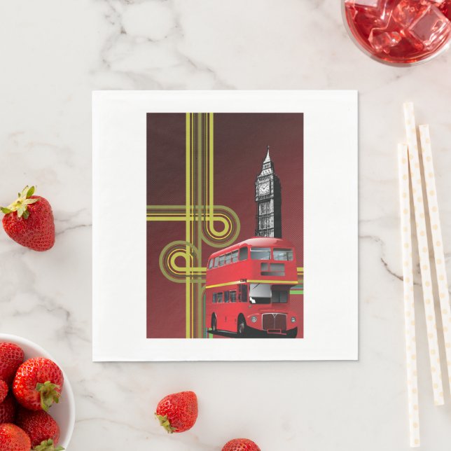 Guardanapo De Papel London Double Decker Bus Napkins (Insitu)