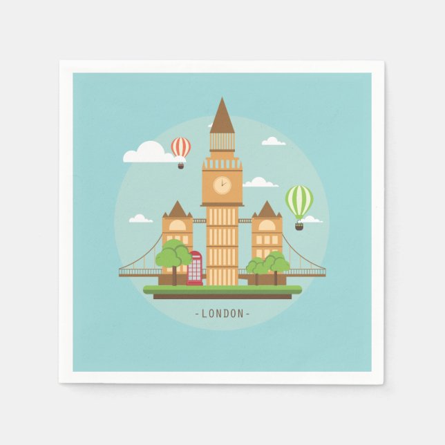 Guardanapo De Papel London England Landmarks Cocktail Paper Napkins (Frente)
