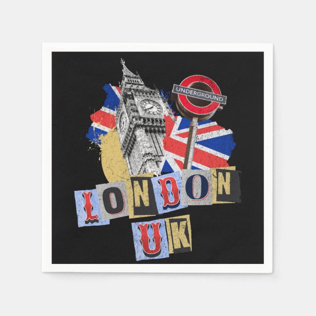 Guardanapo De Papel London UK Retro style design (Frente)