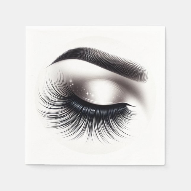 Guardanapo De Papel Longo Preto Eyelashes Lash Extensions Beleza (Frente)