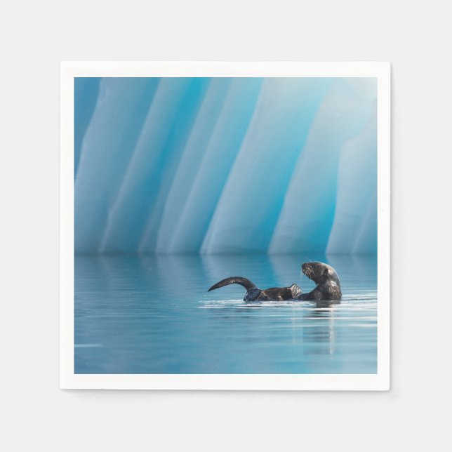 Guardanapo De Papel Lontra marítima lúdica (Frente)