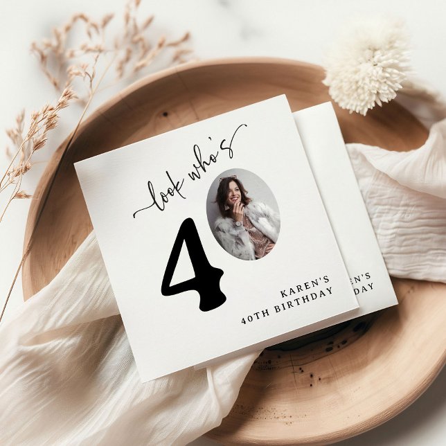 Guardanapo De Papel Look Who's 40! Modern Photo 40th Birthday (Criador carregado)