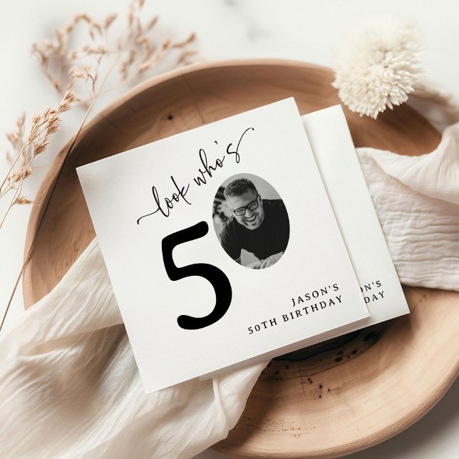 Guardanapo De Papel Look Who's 50! Modern Photo 50th Birthday (Criador carregado)