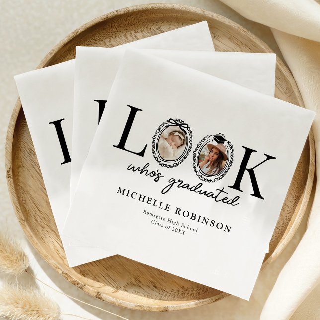 Guardanapo De Papel Look Who's Graduated Photo Graduation Party (Criador carregado)