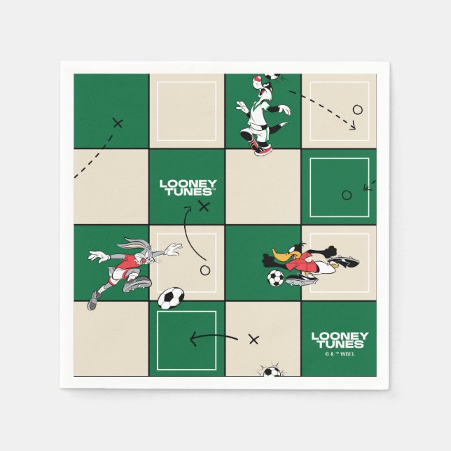 Guardanapo De Papel LOONEY TUNES™ Soccer Grid Pattern (Frente)
