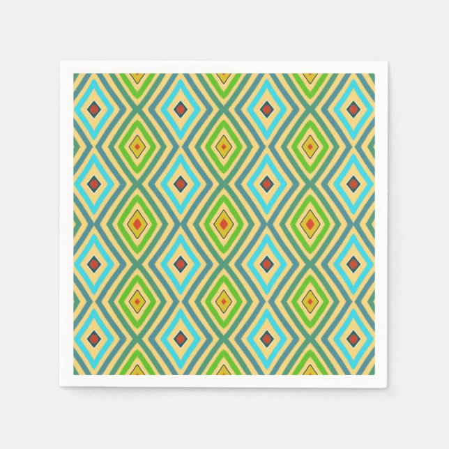 Guardanapo De Papel Losango Diamante Verde Azul Geométrico  (Frente)