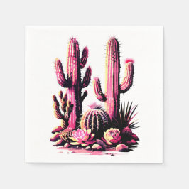 Guardanapo De Papel Lote de Cactos Rosa