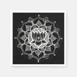 Guardanapo De Papel Lotus Mandala Preto e Branco