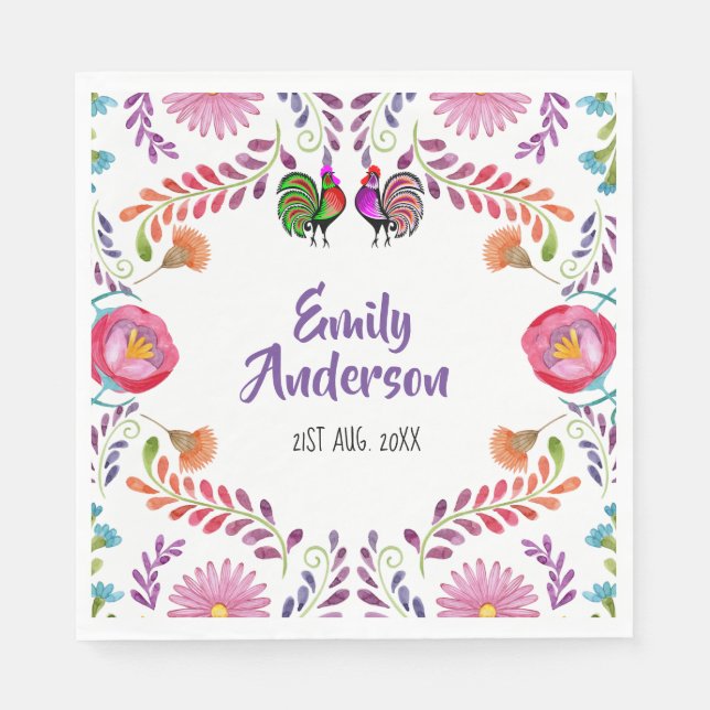 Guardanapo De Papel Louças para Festa Personalizadas FIESTA Flores de  (Frente)