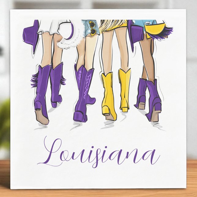 Guardanapo De Papel Louisiana Ladies / Purple Yellow Cowboy Boots Hats (Criador carregado)