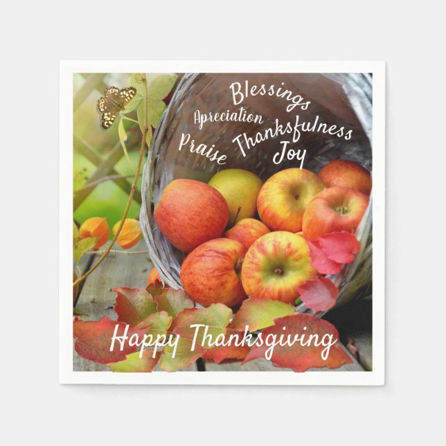 Guardanapo De Papel Louvado e Ação de Graças da Maçã (Frente)