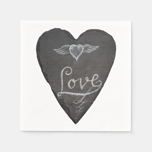 Guardanapo De Papel Love and Heart in Chalk Chalkboard (Frente)