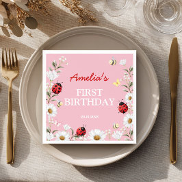 Guardanapo De Papel Love Bug Ladybug Daisy Floral Birthday Party