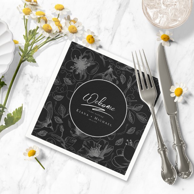 Guardanapo De Papel Love Calligraphy Wedding Floral Pattern Wht ID940 (Criador carregado)