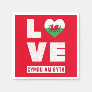 Guardanapo De Papel Love Cymru Am Byth Wales Flag Welsh Roots Vintage