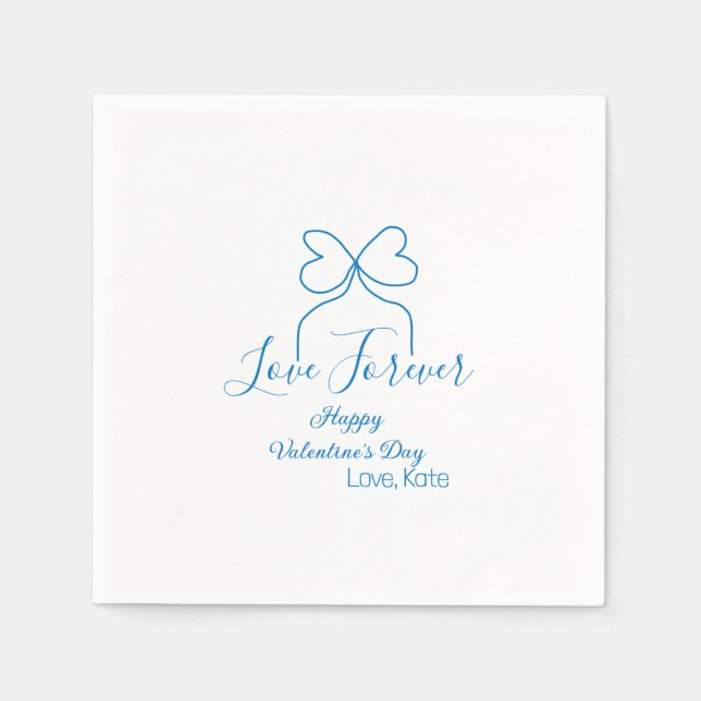 Guardanapo De Papel Love Forever blue bow happy Valentine's day name d (Frente)