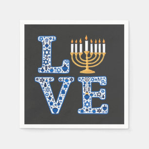 Guardanapo De Papel Love Hanukkah Jewish Holiday Menorah