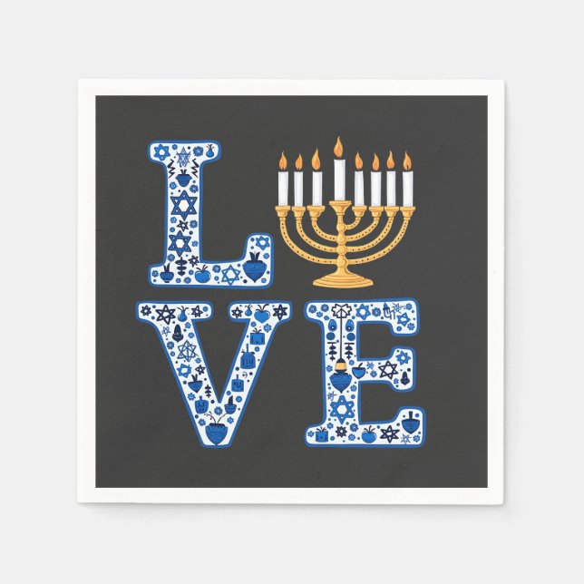 Guardanapo De Papel Love Hanukkah Jewish Holiday Menorah (Frente)