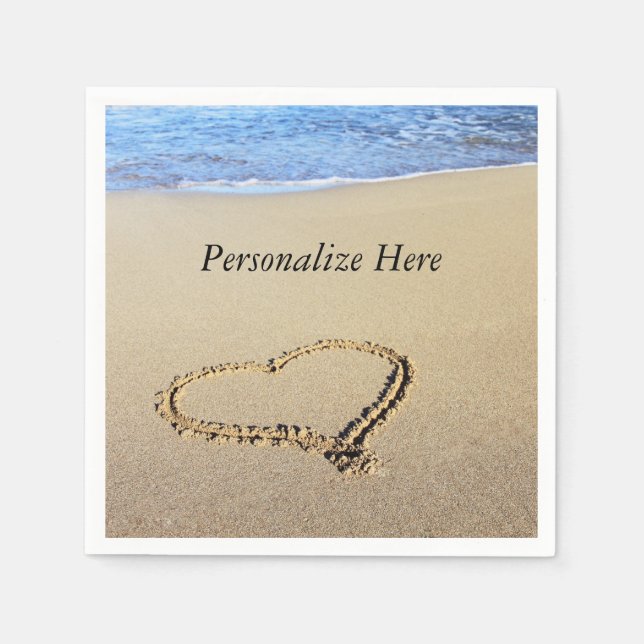 Guardanapo De Papel Love Heart Beach (Frente)