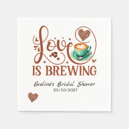 Guardanapo De Papel Love Is Brewing Bridal Shower Terracotta Coffee 