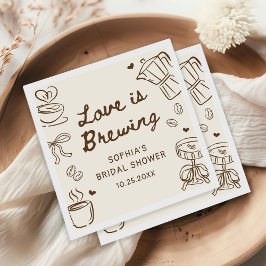 Guardanapo De Papel Love is Brewing Coffee Hand Drawn Bridal Shower