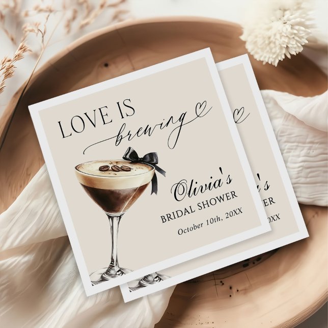 Guardanapo De Papel Love is Brewing Espresso Martini Bridal Shower (Criador carregado)