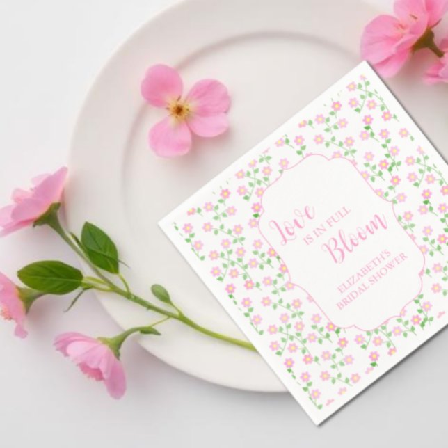 Guardanapo De Papel Love Is In Bloom Pink Floral Bridal Shower (Criador carregado)