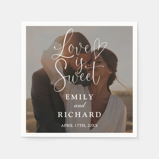Guardanapo De Papel Love Is Sweet Elegant Modern Wedding Photo (Frente)