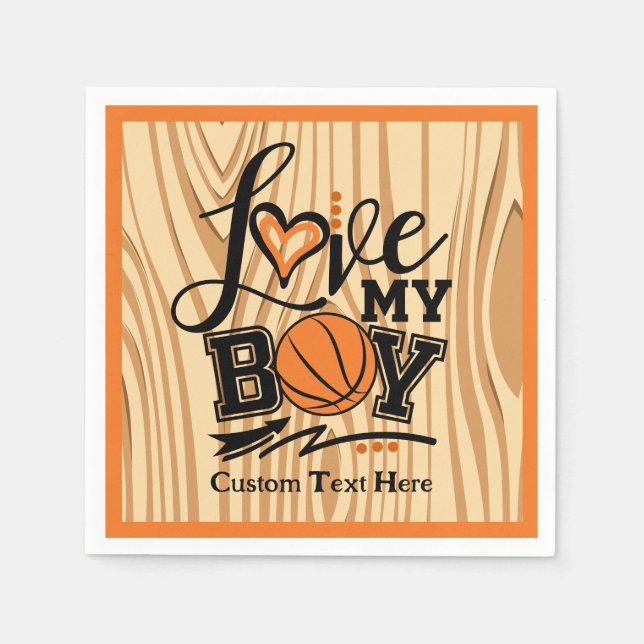 Guardanapo De Papel Love My Boy Basball Sports Personalizado (Frente)