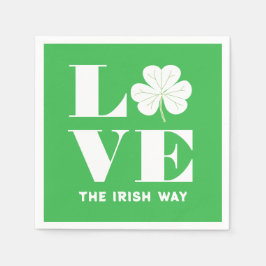Guardanapo De Papel Love Shamrock Clover Irish Green White Text