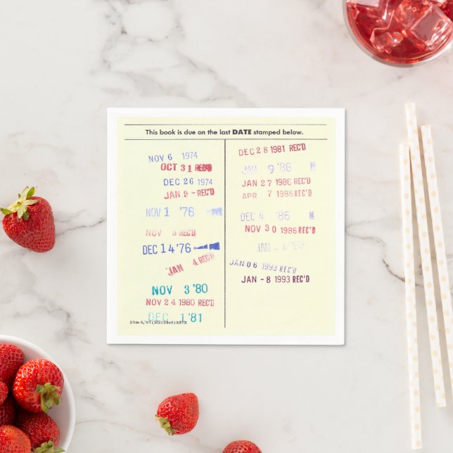 Guardanapo De Papel Love Story Due Date Library Card Wedding (Insitu)