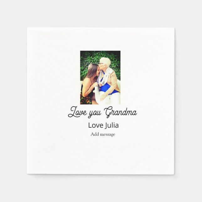 Guardanapo De Papel Love you Grandma photo name love message grandkids (Frente)