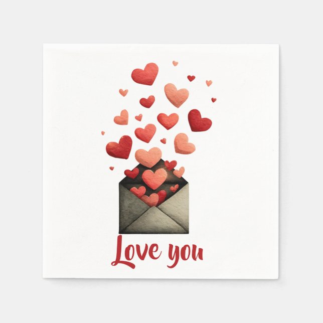 Guardanapo De Papel Love You Valentine Envelope Design (Frente)