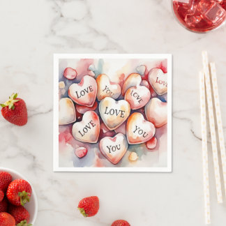 Guardanapo De Papel Love You watercolor hearts Wedding Party Decor