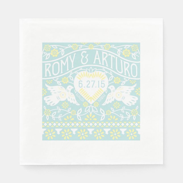 Guardanapo De Papel Lovebird Papel Picado Estilo Personalizado Napkin (Frente)