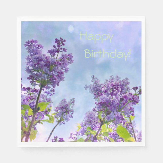 Guardanapo De Papel Lovely Lilacs Happy Birthday (Frente)