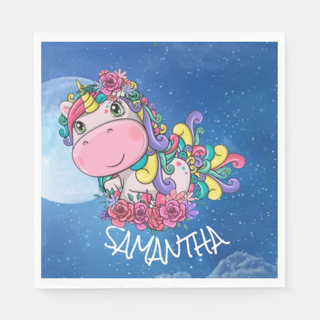 Guardanapo De Papel Lua Azul Unicorn (Frente)