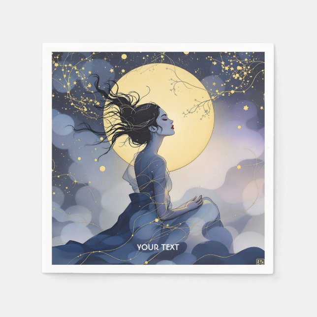 Guardanapo De Papel Lua das Mulheres Bonitas Fantasy (Frente)