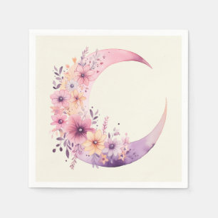 Guardanapo De Papel Lua de Crescente Rosa com Flores Bonito