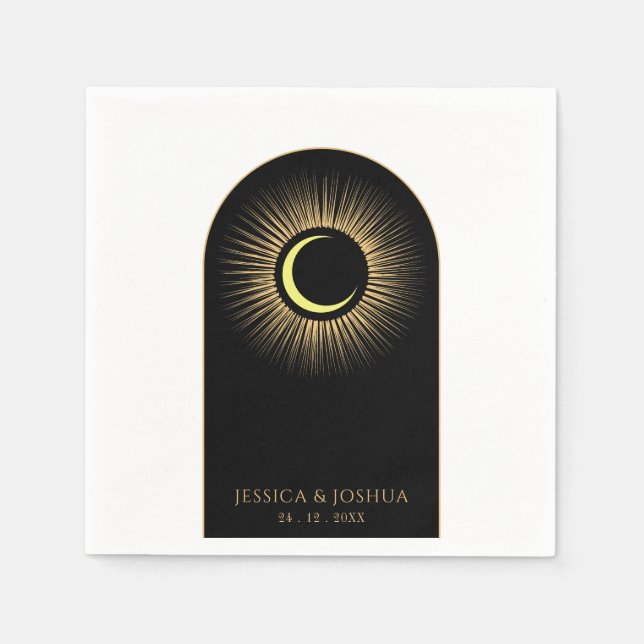 Guardanapo De Papel Lua do Sol Místico Negro Celestial (Frente)