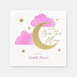 Guardanapo De Papel Lua Dourada rosa e estrelas sobre o Chá de fraldas