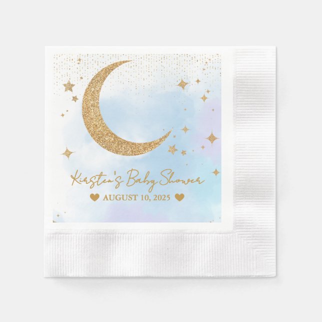 Guardanapo De Papel Lua e estrelas Chá de fraldas cunhado (Frente)