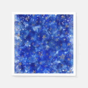 Guardanapo De Papel Lua Estrelas Bronze Dourado Azul Caprichoso Chás d