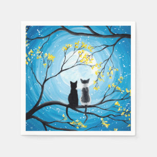 Guardanapo De Papel Lua lunática com gatos