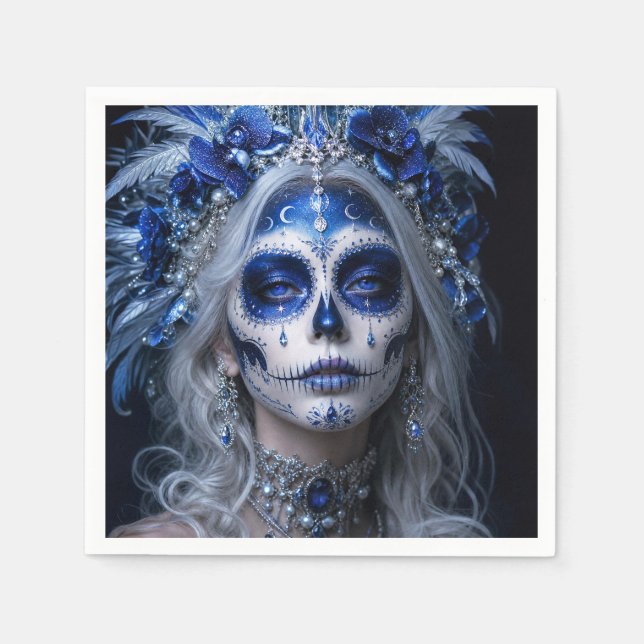 Guardanapo De Papel Lua Safira Calavera – Azul Celestial (Frente)