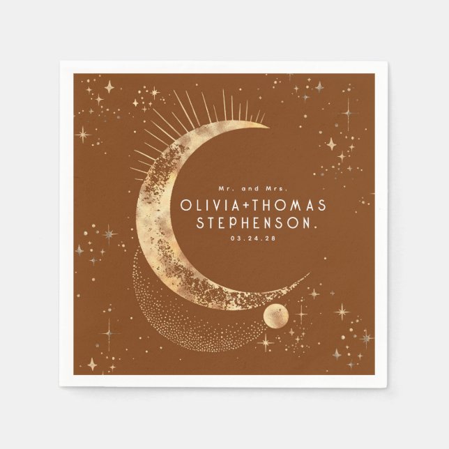 Guardanapo De Papel Lua Stars Night Sky Mística Romântica Napkins (Frente)