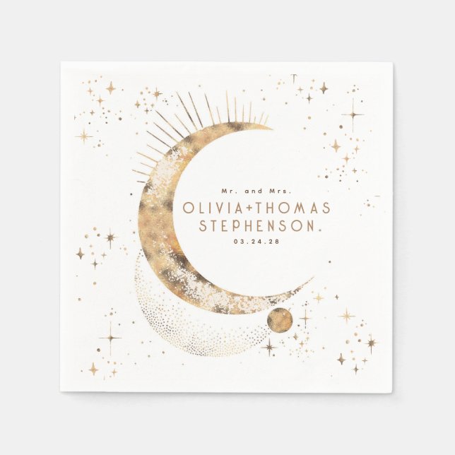 Guardanapo De Papel Lua Stars Night Sky Mística Romântica Napkins (Frente)
