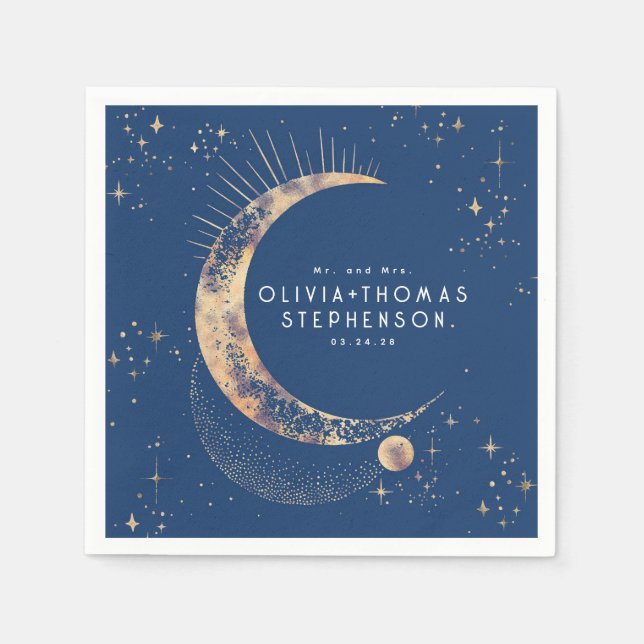 Guardanapo De Papel Lua Stars Night Sky Mística Romântica Napkins (Frente)