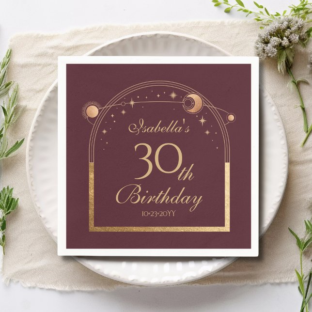 Guardanapo De Papel Lua Vermelha Celestial Dourada Sol Estrelas aniver (Criador carregado)